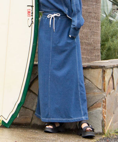 SURF＆Palms Contrast Denim Sweat Skirt