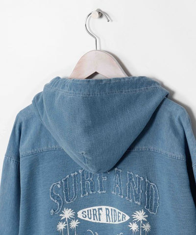 SURF＆Palms Contrast Denim Sweat Hoodie for Men