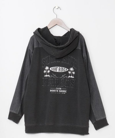SURF＆Palms Contrast Denim Sweat Hoodie for Men