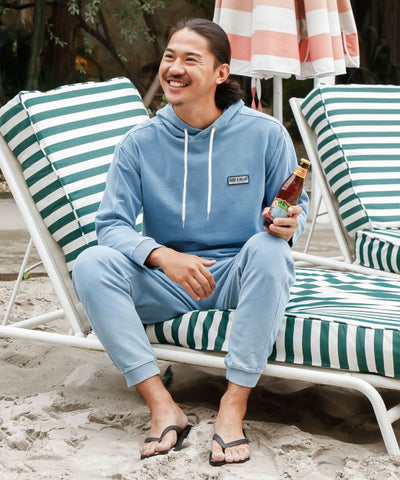 SURF＆Palms Contrast Denim Sweat Hoodie for Men