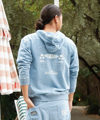SURF＆Palms Contrast Denim Sweat Hoodie for Men