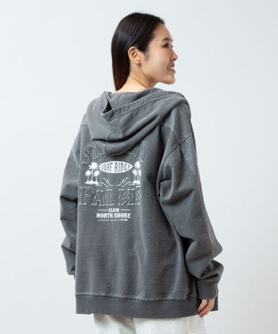 SURF＆Palms Contrast Denim Sweat Zip Up Hoodie for Men