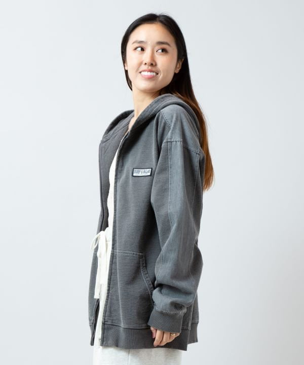 SURF＆Palms Contrast Denim Sweat Zip Up Hoodie for Men