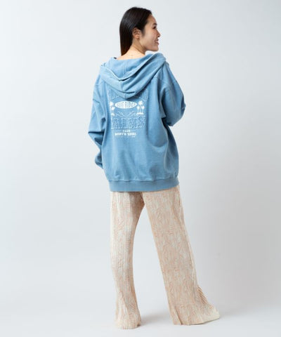 SURF＆Palms Contrast Denim Sweat Zip Up Hoodie for Men