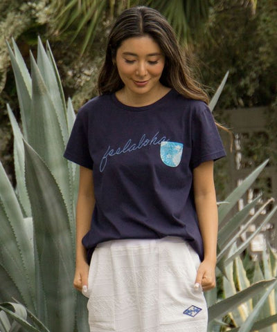 Embroidered Pocket Quick Dry T-Shirt Tops by Kahiko - Ametsuchi