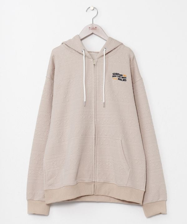 SURF＆Palms Soft Jacquard Zip Up Hoodie for Men
