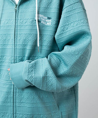 SURF＆Palms Soft Jacquard Zip Up Hoodie for Men