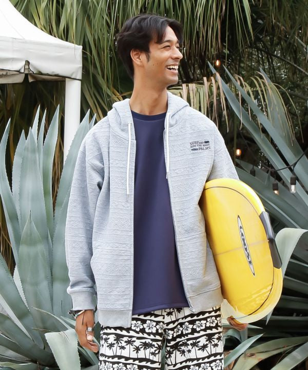 SURF＆Palms Soft Jacquard Zip Up Hoodie for Men