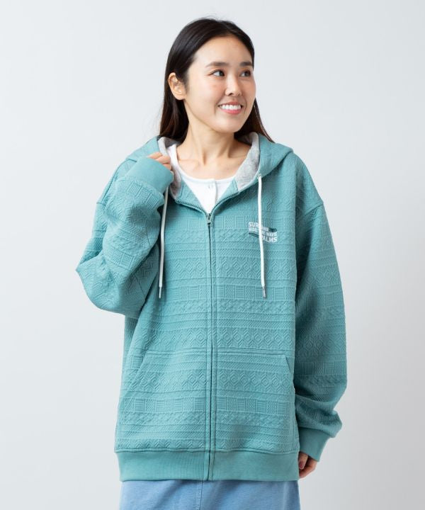 SURF＆Palms Soft Jacquard Zip Up Hoodie for Men