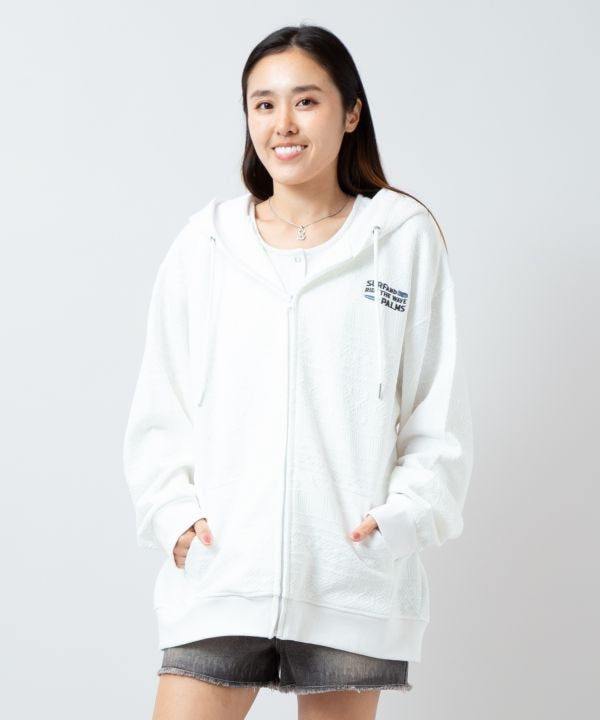 SURF＆Palms Soft Jacquard Zip Up Hoodie for Men