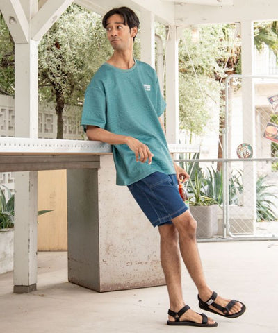 SURF＆Palms Stretch Jacquard Texture T-Shirt Tops by Kahiko - Ametsuchi