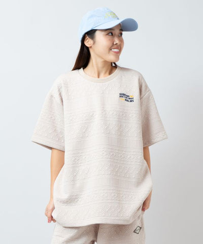 SURF＆Palms Stretch Jacquard Texture T-Shirt Tops by Kahiko - Ametsuchi