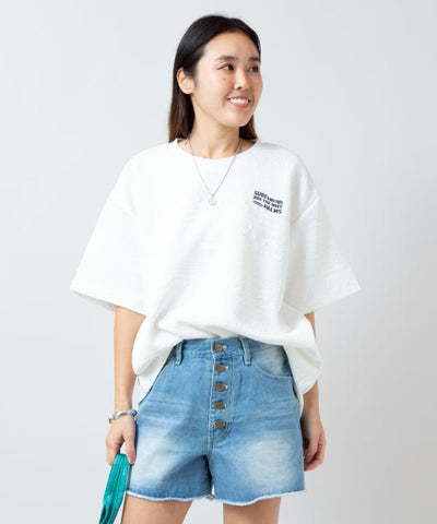 SURF＆Palms Stretch Jacquard Texture T-Shirt Tops by Kahiko - Ametsuchi