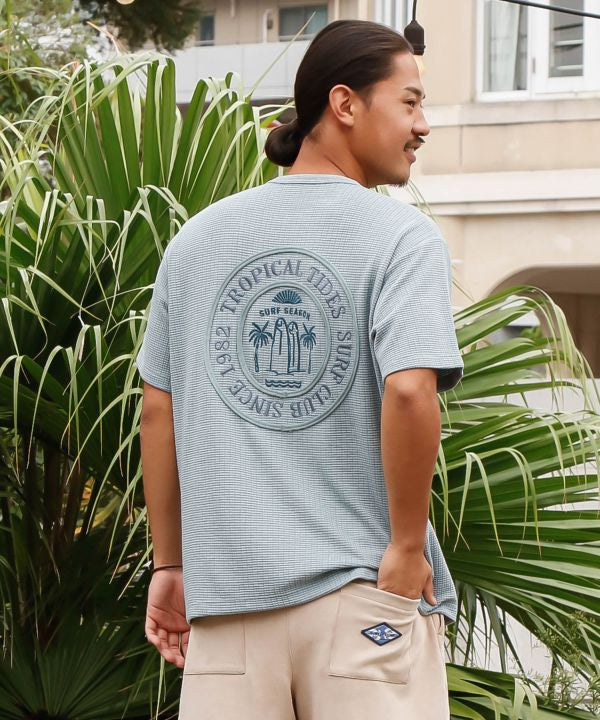SURF＆Palms Men's Waffle T-shirt Tops by Kahiko - Ametsuchi