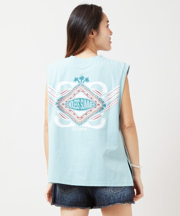 Vintage Print Quick Dry Top Tops by Kahiko - Ametsuchi