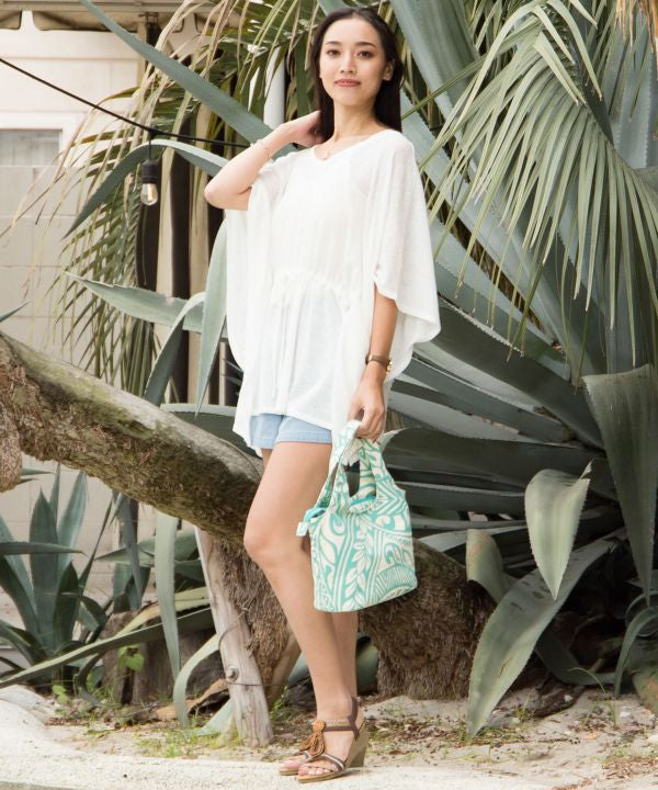 Sheer Texture Waist Tie Knit Top Tops by Kahiko - Ametsuchi