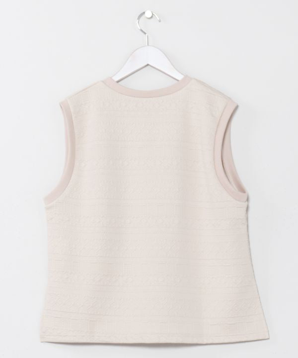 SURF＆Palms Puff Jacquard Sleeveless Top Tops by Kahiko - Ametsuchi