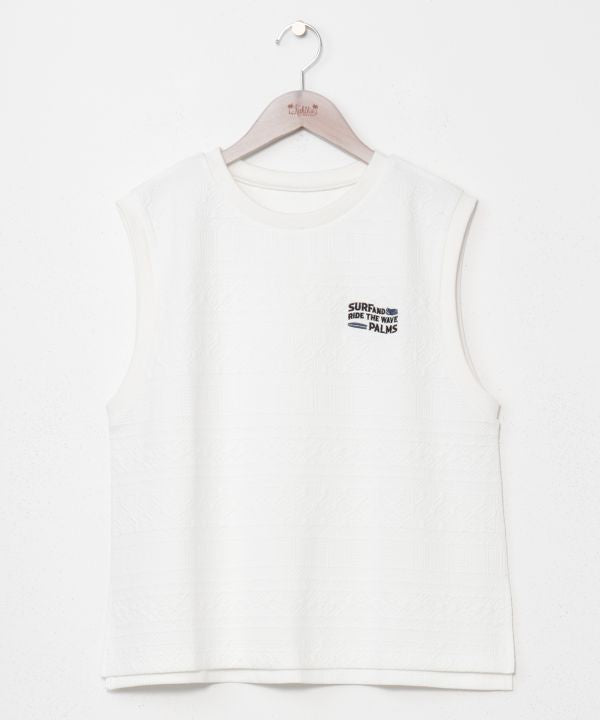 SURF＆Palms Puff Jacquard Sleeveless Top Tops by Kahiko - Ametsuchi