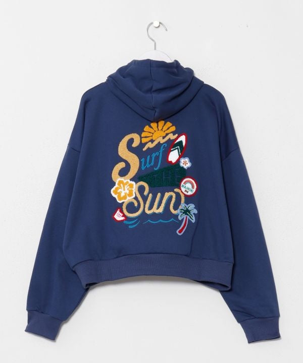 Chenille Cropped Hoodie Tops by Kahiko - Ametsuchi