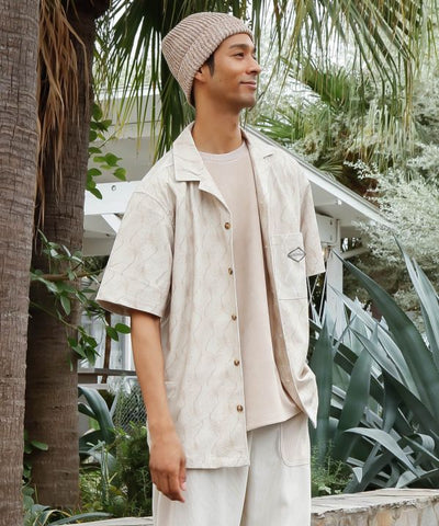 SURF＆Palms Embroidered Corduroy Ethnic Shirt Tops by Kahiko - Ametsuchi