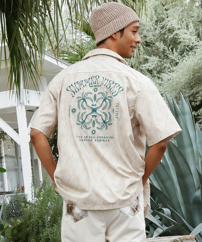 SURF＆Palms Embroidered Corduroy Ethnic Shirt Tops by Kahiko - Ametsuchi