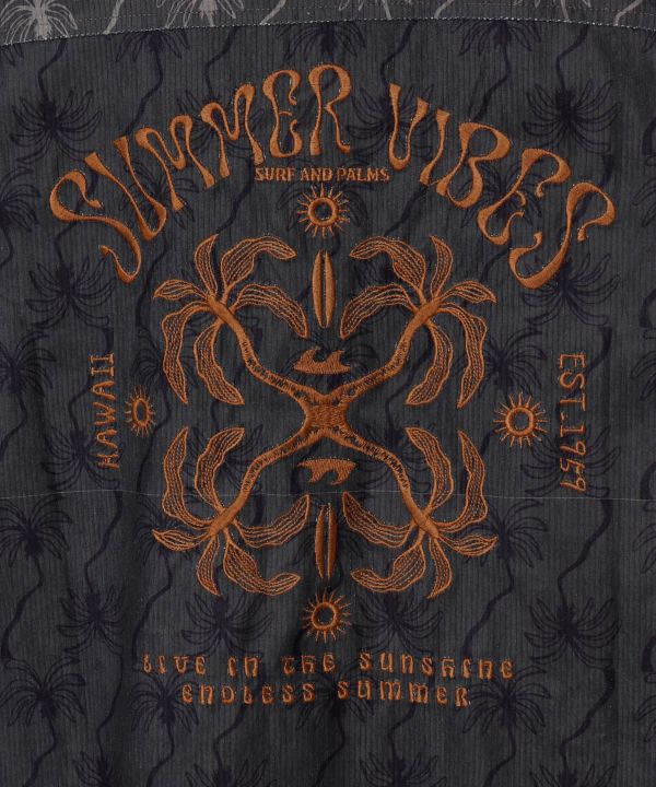 SURF＆Palms Embroidered Corduroy Ethnic Shirt Tops by Kahiko - Ametsuchi