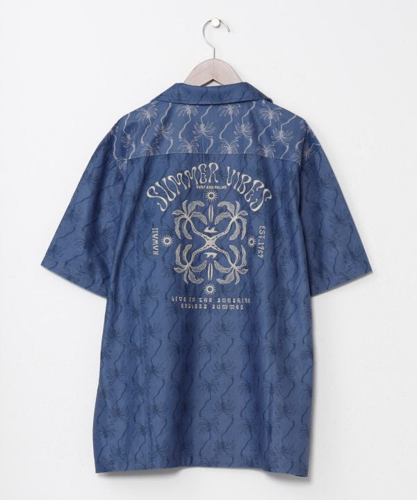 SURF＆Palms Embroidered Corduroy Ethnic Shirt Tops by Kahiko - Ametsuchi