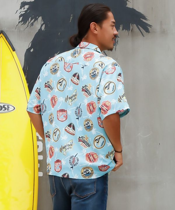 SURF＆Palms Retro Feel Graphic Aloha Shirt Tops by Kahiko - Ametsuchi