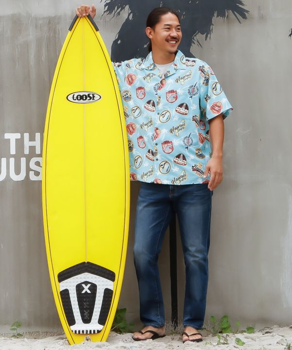 SURF＆Palms Retro Feel Graphic Aloha Shirt Tops by Kahiko - Ametsuchi