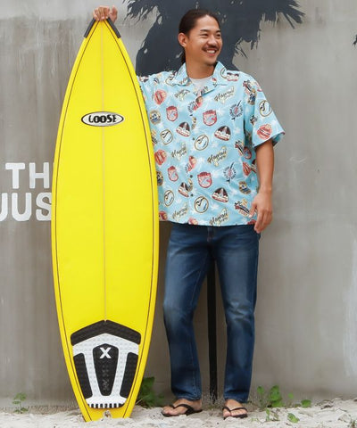 SURF＆Palms Retro Feel Graphic Aloha Shirt Tops by Kahiko - Ametsuchi