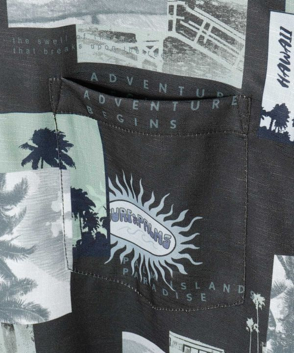 SURF＆Palms Retro Feel Graphic Aloha Shirt Tops by Kahiko - Ametsuchi