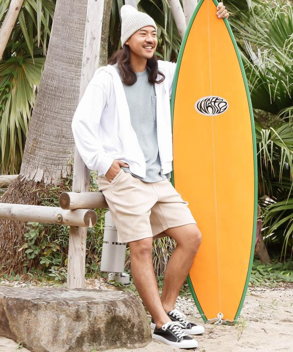 SURF＆Palms Soft Pile Zip Up Hoodie for Men