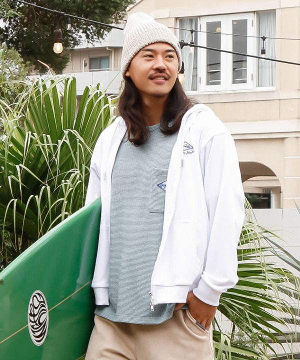 SURF＆Palms Soft Pile Zip Up Hoodie for Men