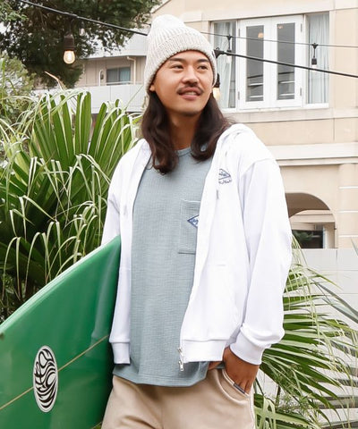 SURF＆Palms Soft Pile Zip Up Hoodie for Men