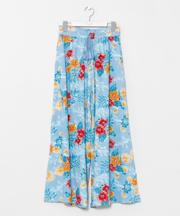 Botanical Print Flare Pants