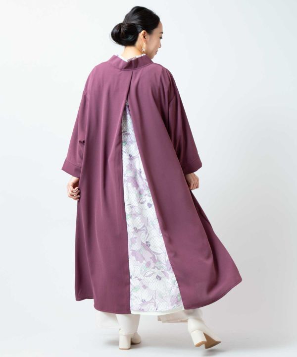 Kimono Inspired Lace Floral Hakkake Dress