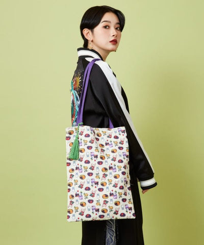 Kaya x Suzuki Hyottoko Graphic Tote Bag Bags & Purses by Kaya - Ametsuchi