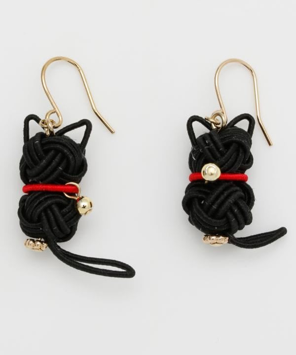Mizuhiki Cat Earrings Earrings by Kaya - Ametsuchi