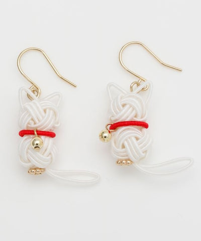 Mizuhiki Cat Earrings Earrings by Kaya - Ametsuchi