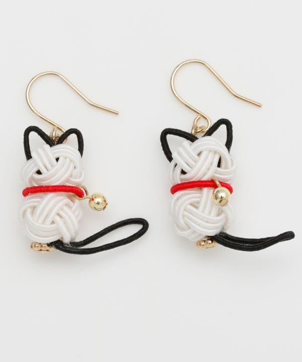 Mizuhiki Cat Earrings Earrings by Kaya - Ametsuchi
