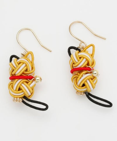 Mizuhiki Cat Earrings Earrings by Kaya - Ametsuchi