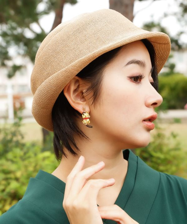 Mizuhiki Cat Clip Earrings Earrings by Kaya - Ametsuchi