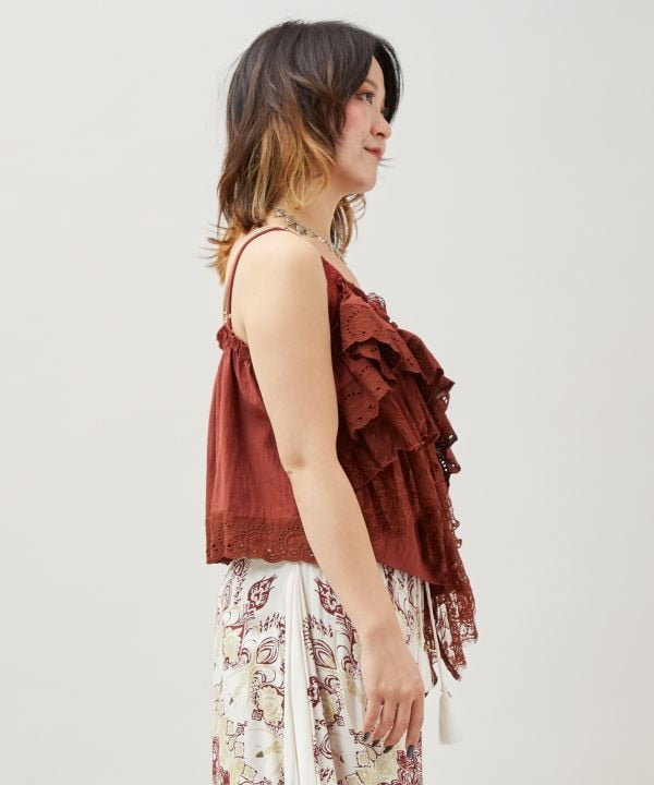 Asymmetrical Textile Layered Top Tops by AMINA - Ametsuchi
