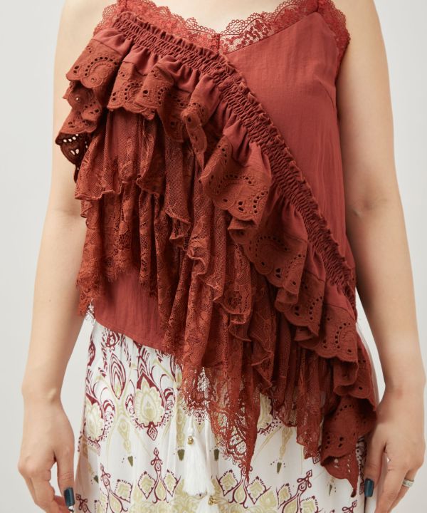 Asymmetrical Textile Layered Top Tops by AMINA - Ametsuchi