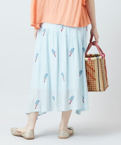 Embroidered Tiered Sheer Skirt Skirts by AMINA - Ametsuchi