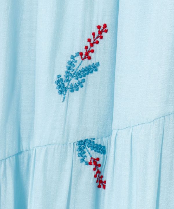 Embroidered Tiered Sheer Skirt Skirts by AMINA - Ametsuchi