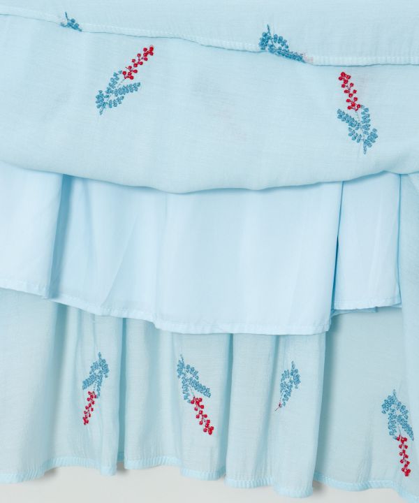 Embroidered Tiered Sheer Skirt Skirts by AMINA - Ametsuchi