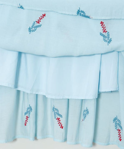 Embroidered Tiered Sheer Skirt Skirts by AMINA - Ametsuchi