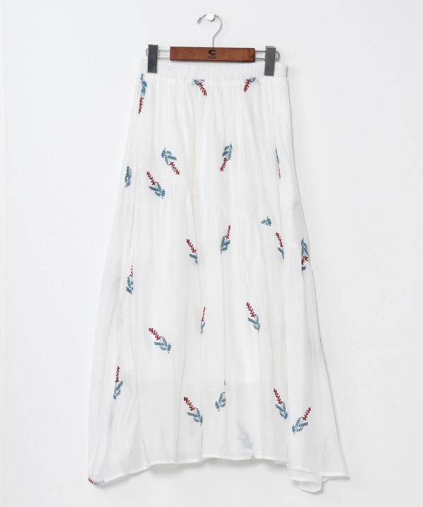 Embroidered Tiered Sheer Skirt