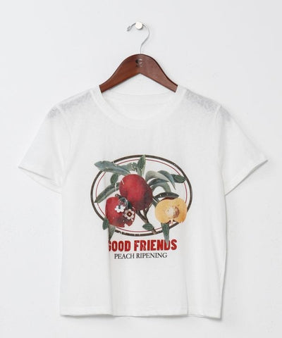 เสื้อยืดครอปปักลายผลไม้ AMINA - Ametsuchi